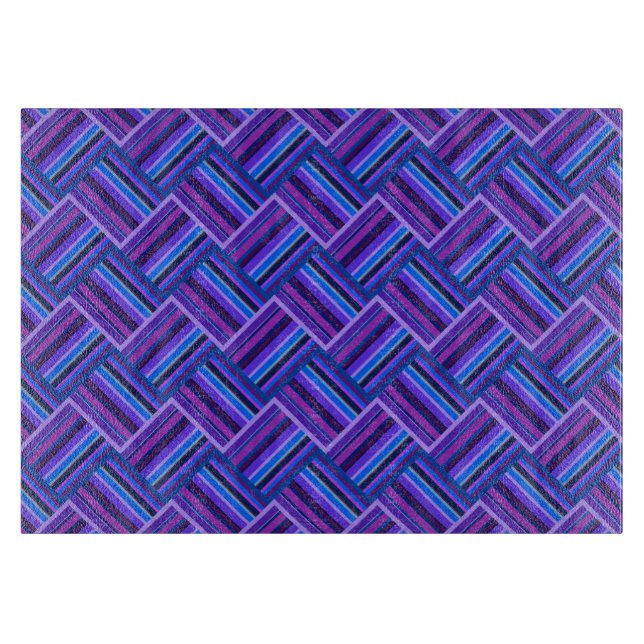 Blue and purple stripes weave cutting board (Front)