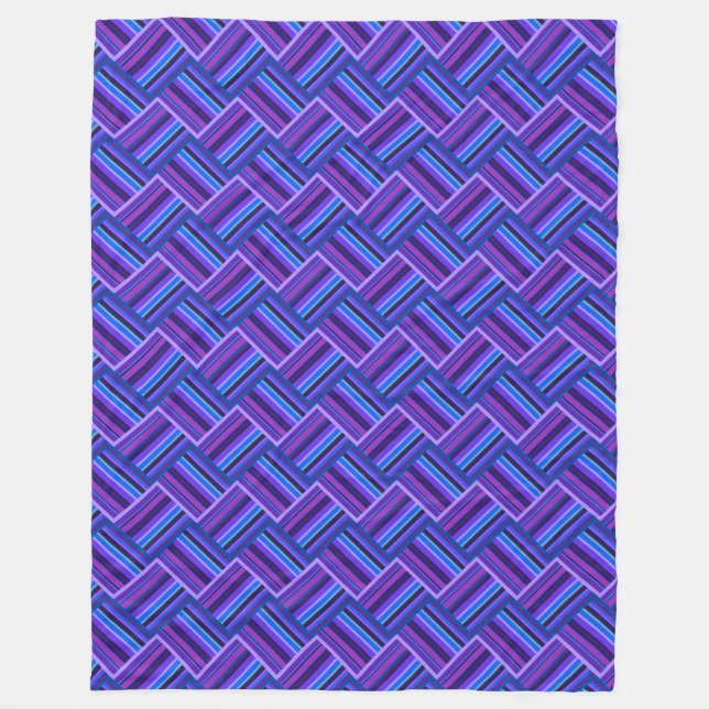 Blue and purple stripes weave fleece blanket (Front)