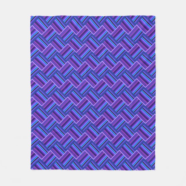 Blue and purple stripes weave fleece blanket (Front)