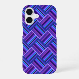Blue and purple stripes weave iPhone 16 case