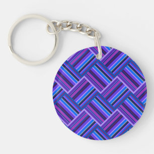 Blue and purple stripes weave key ring