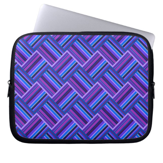 blue and purple stripes weave laptop sleeve (Front)