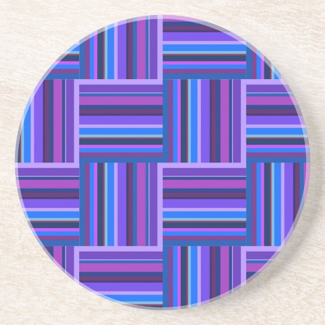 Blue and purple stripes weave pattern coaster (Front)