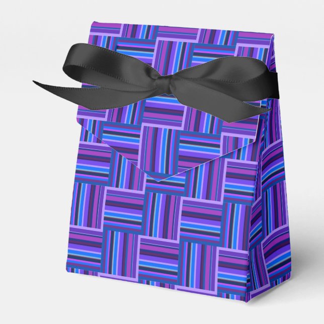 Blue and purple stripes weave pattern favour box (Front Side)