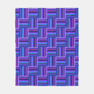Blue and purple stripes weave pattern fleece blanket