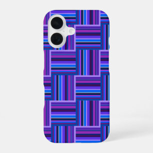 Blue and purple stripes weave pattern iPhone 16 case