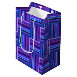 Blue and purple stripes weave pattern medium gift bag