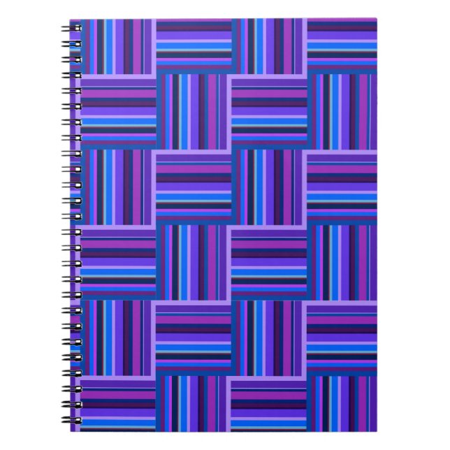 Blue and purple stripes weave pattern notebook (Front)