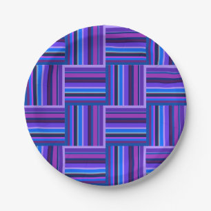 Blue and purple stripes weave pattern paper plate