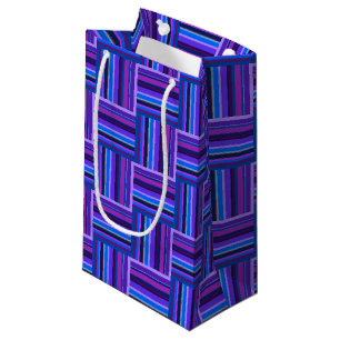 Blue and purple stripes weave pattern small gift bag