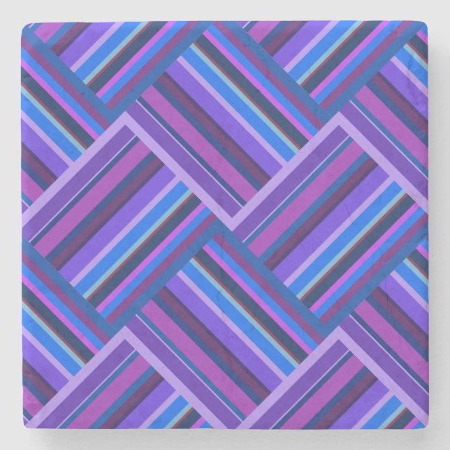 Blue and purple stripes weave stone coaster (Front)