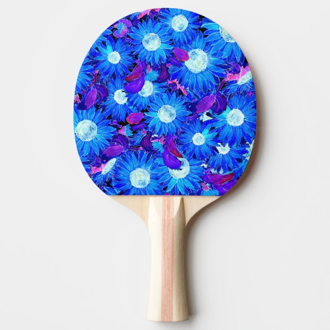 Blue and Purple Sunflowers Pattern Ping Pong Paddle (Front)