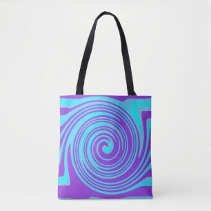 Blue and purple swirl pattern tote bag