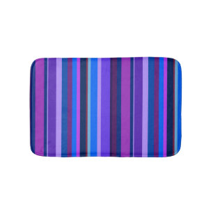 Blue and purple vertical stripes bath mat