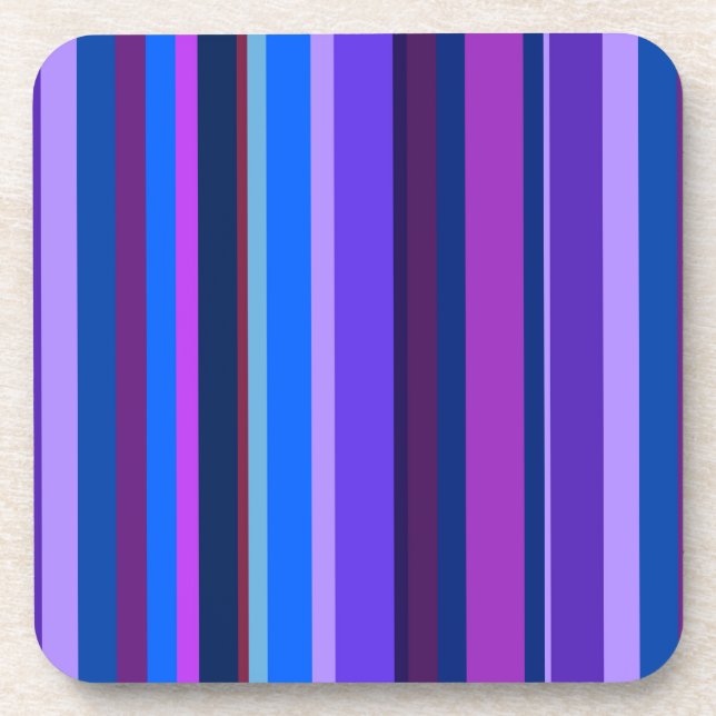 Blue and purple vertical stripes coaster (Front)