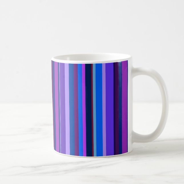 Blue and purple vertical stripes coffee mug (Right)