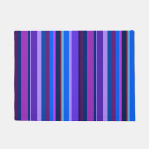 Blue and purple vertical stripes doormat