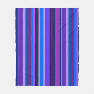 Blue and purple vertical stripes fleece blanket
