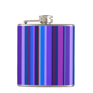 Blue and purple vertical stripes hip flask