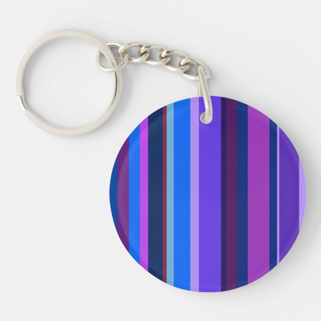 Blue and purple vertical stripes key ring (Front)