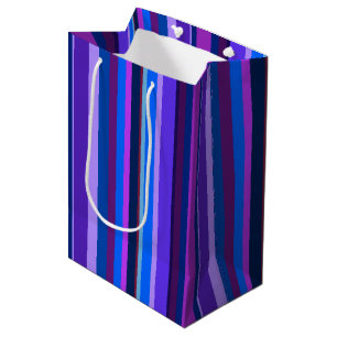 Blue and purple vertical stripes medium gift bag