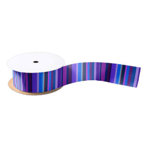 Blue and purple vertical stripes satin ribbon