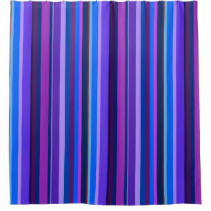 Blue and purple vertical stripes shower curtain