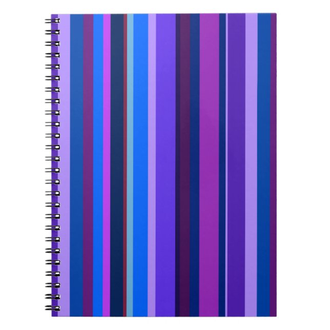 Blue and purple vertical stripes spiral notebook (Front)