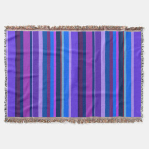 Blue and purple vertical stripes throw blanket