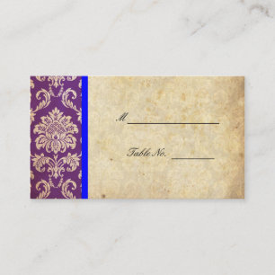 Blue and Purple Vintage Damask Wedding Placecards