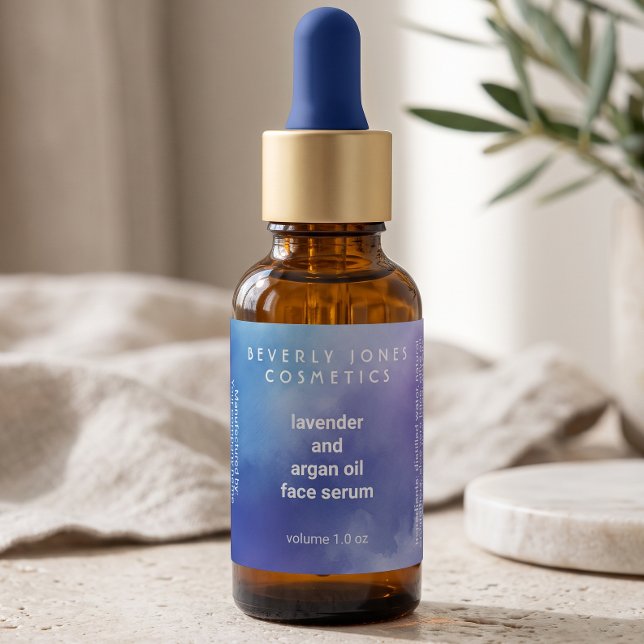 Blue and Purple watercolor dropper bottle label (Creator Uploaded)