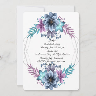 Blue And Purple Watercolor Floral Bachelorette Invitation