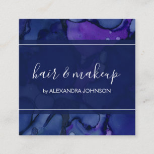 Blue and Purple Watercolor Ink Splash Square Business Card