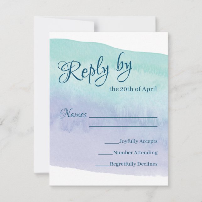 Blue and Purple Watercolor Wash RSVP Card (Front)