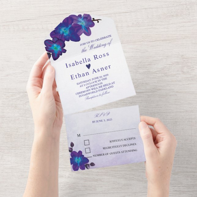 Blue and Purple Wedding Invitations (Tearaway)