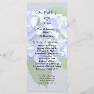 Blue and Purple Wedding Program Programme
