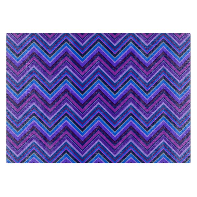 Blue and purple zigzag stripes cutting board (Front)