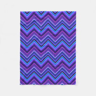 Blue and purple zigzag stripes fleece blanket
