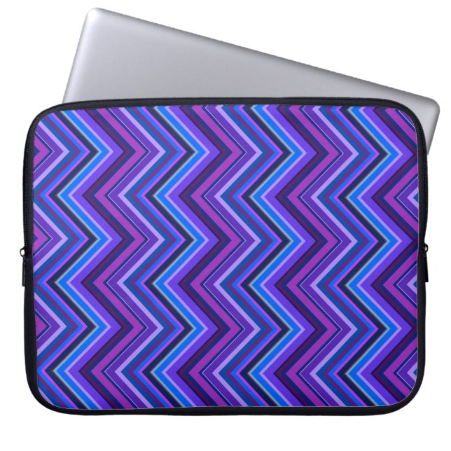 Blue and purple zigzag stripes laptop sleeve (Front)