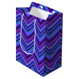 Blue and purple zigzag stripes medium gift bag