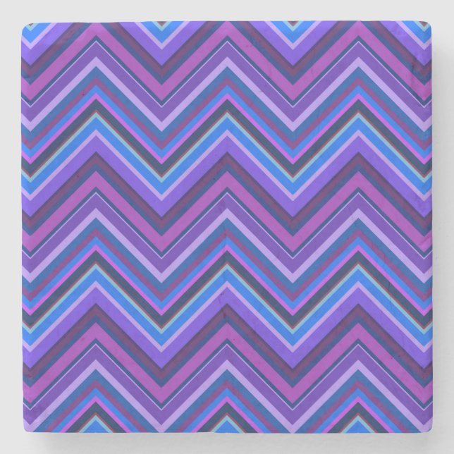Blue and purple zigzag stripes stone coaster (Front)