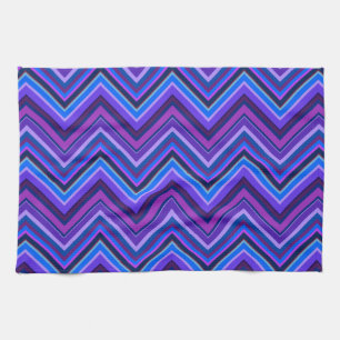 Blue and purple zigzag stripes tea towel