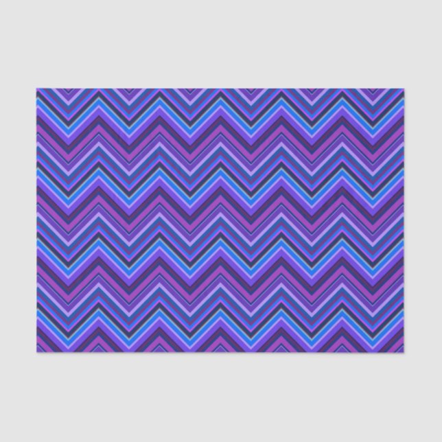 Blue and purple zigzag stripes tissue paper (Front)