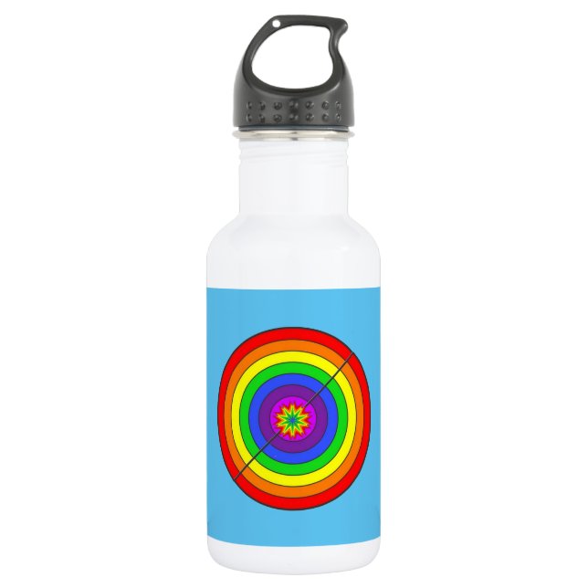 Blue and rainbow 532 ml water bottle (Front)