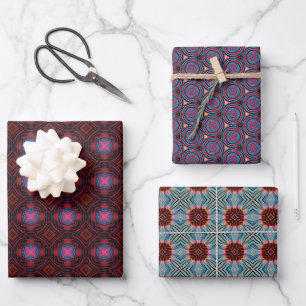 Blue and Red Abstract Geometric Wrapping Paper 