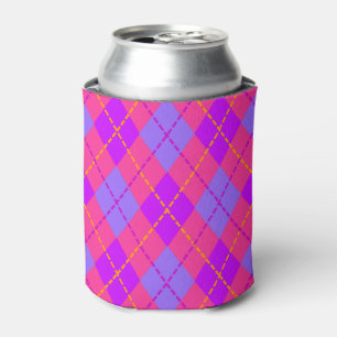 Blue and Red Argyle Can Cooler