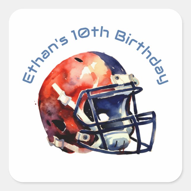 Blue and Red Baseball Typography Square Sticker (Front)