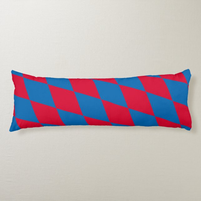 Blue and Red Bavaria Diamond Flag Pattern Body Cushion (Front)