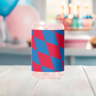 Blue and Red Bavaria Diamond Flag Pattern Can Glass