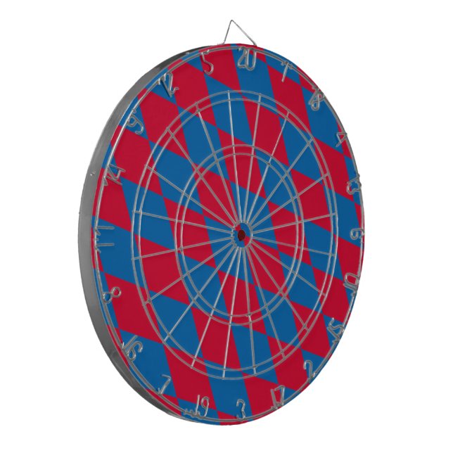 Blue and Red Bavaria Diamond Flag Pattern Dartboard (Front Left)